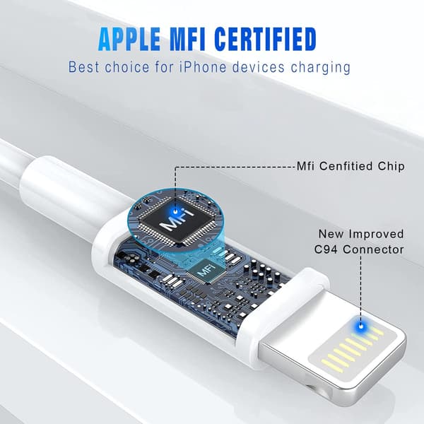 iPhone Ladekabel 3-pak 2M MFi-certificeret Lightning-kabel Kompatibel med iPhone 11-14 XS XR X Pro Max Mini 8 7 6S Plus