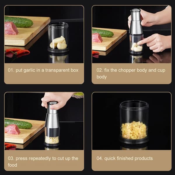 Stainless Steel Garlic Press - Manual Handheld Press - Labor-saving Easy to Squeeze Kitchen Utensil