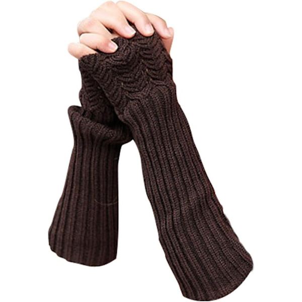 ® Vintervarma stickade långa armvärmare för kvinnor - Scale Design Coffee