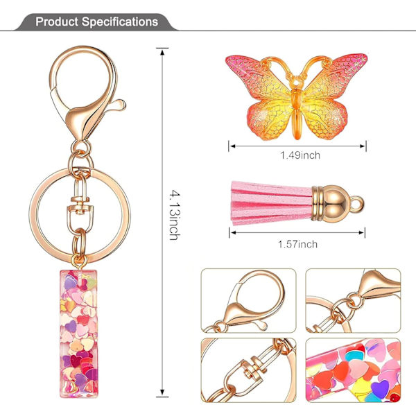 Nyckelringar i form av initialer för kvinnor Tassel Butterfly Pink Purple Cute Car Keyring för plånbok Handväskor Ryggsäck A-Z Pink I