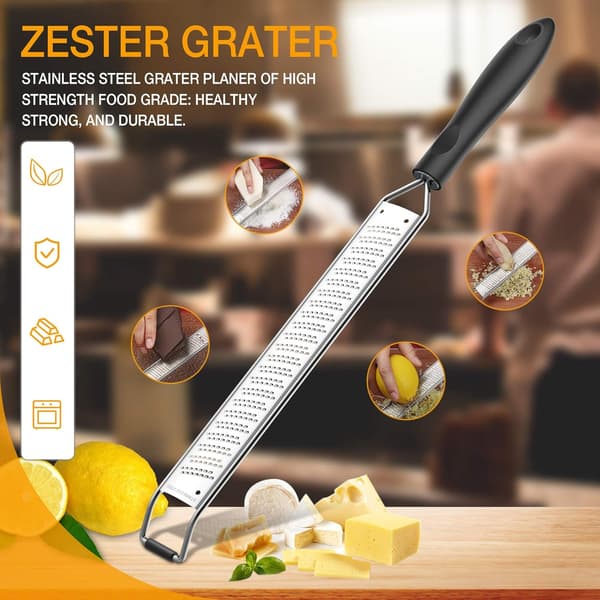 Lemon Zester and Cheese Grater - Premium Stainless Steel - A Sharp Kitchen Tool for Ginger, Garlic, Nutmeg, etc. Dishwasher Safe