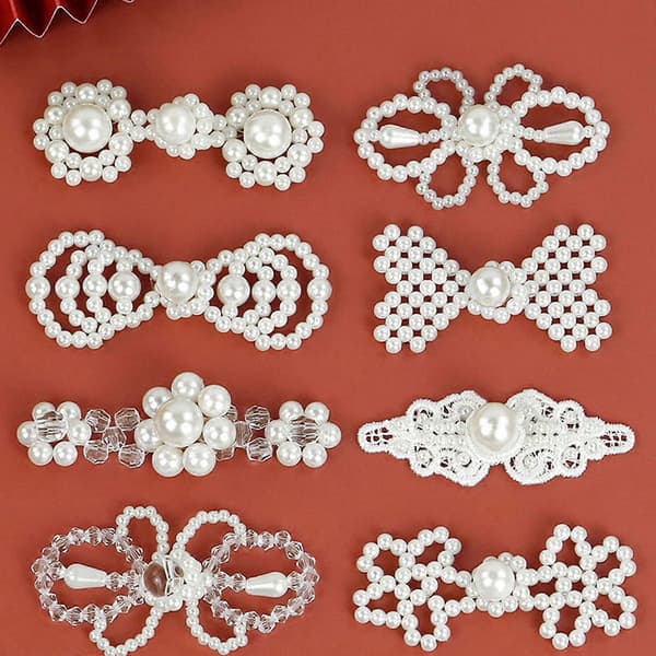 2-pack Mode Pärlknappar Vackra Kristallpärlor Syknappar Lämpliga för Bröllop och Fester Pearl Snowflake Butt