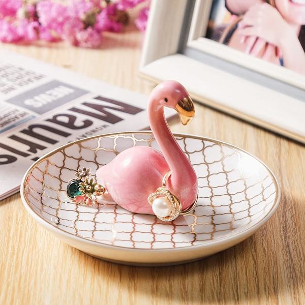 Flamingon lahjat naisille, Flamingon sormuspidike koristelautanen, Sormuspidike sormille, kaulakorulle, korvakoruille, korujen pidikkeelle, Syntymäpäivä, Ystävänpäivä Pink Flamingo