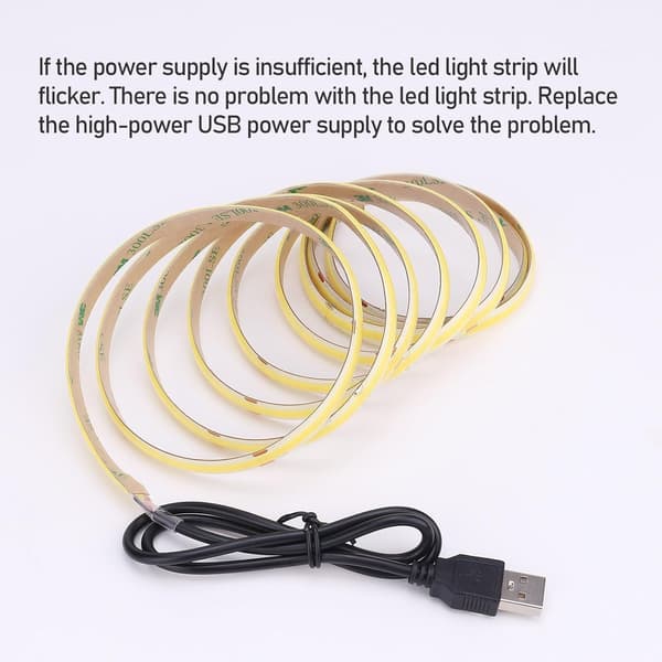 5V USB COB LED-remsa kall vit 6500K IP65 Vattentät CRI 93+ USB-driven 16 ft/5M 320LEDs/M Flexibla LED-stripljus