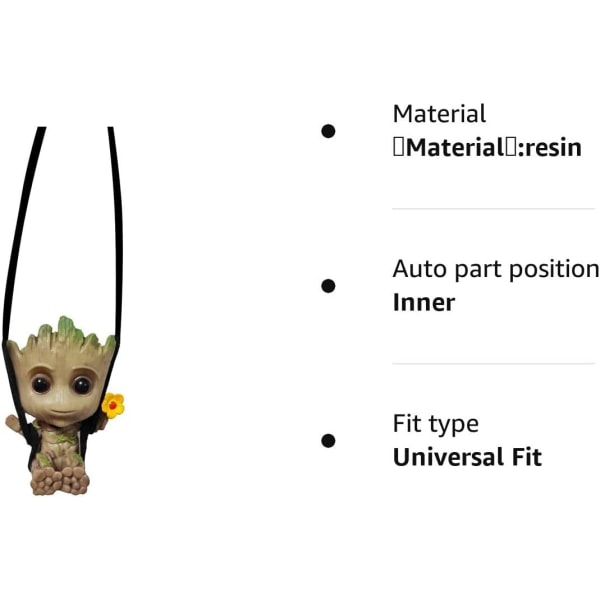 Keinutuva Groot-hartsiautokoriste, söpö anime-tarvikkeet, ripustus auton sisustukseen, auton taustapeilin riipus, auton sisustuskoriste Fgroot
