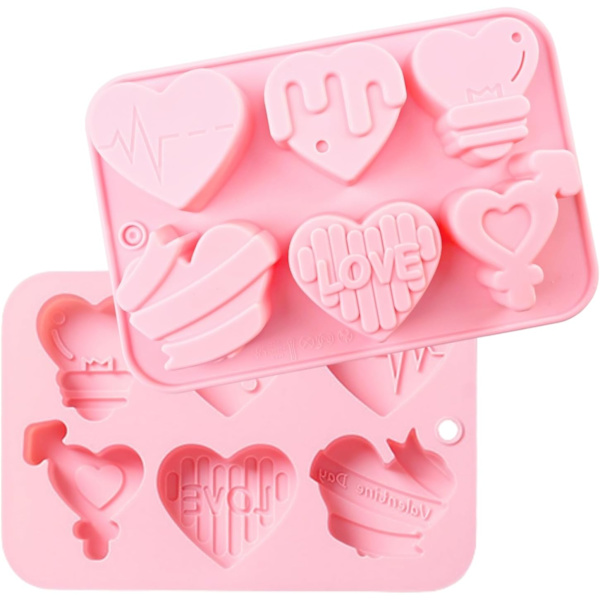 Valentines Chokoladeforme - 1 stk. 6-huls Silikon Chokoladeform - Hjerteformet Kage Chokolade Fremstillingsform til Valentinsdag & Bryllup & Fødselsdag Brown Heart