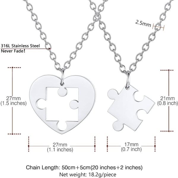 Ruostumattomasta teräksestä valmistettu palapeli 2-osaiselle palapelinarulle, kissa/elämänpuu/sydämenmuotoinen, muokattavissa, Yin Yang -kaulakorut Korut Lahja Style 04 Stainless SteelPersonalised Personalized