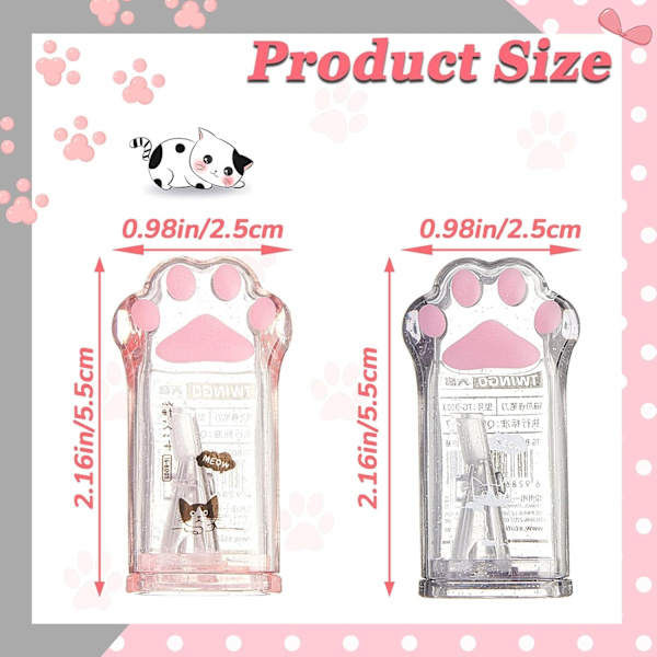4 søde kattepote blyantspidsere Kawaii manuelle blyantspidsere til børn