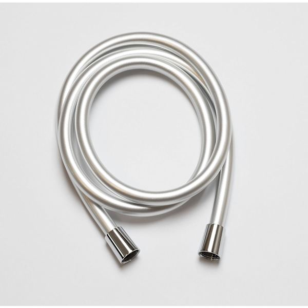 PVC glatt dusjslange 1,5 m / 59 tommer med anti-vridning messingforbindelser - universell erstatning, fleksibel, knute- og lekkasjesikker Silver