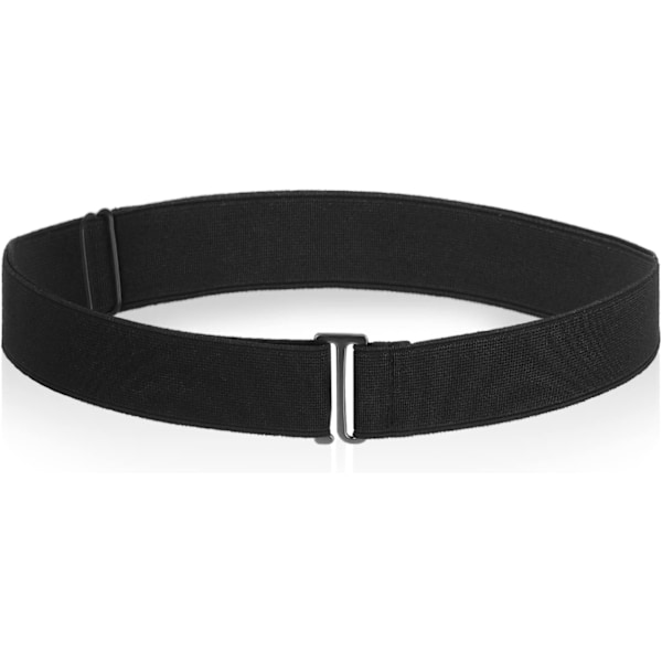 Usynlige bælter til kvinder, elastisk bælte til kvinder med justerbar elastik med fladt spænde, usynlige taljebælter til jeans, bukser og kjoler Black
