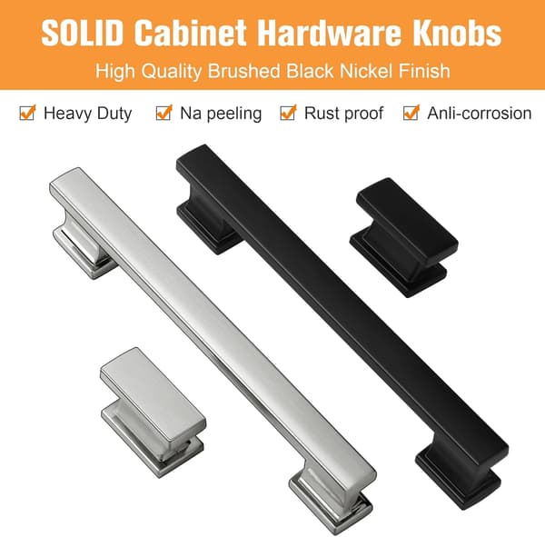 4-pack Single Hole Brushed Satin Nickel Cabinet Knobs for Kitchen Cabinet, Wardrobe, Bathroom, Dresser Drawer, Square Modern Style