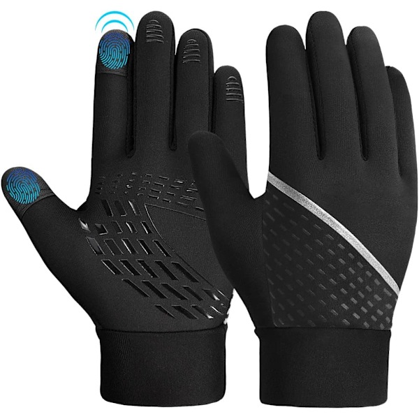 Vintersportscykelhandskar för barn - Varma barns touchskärm, halkfria, termiska, vindtäta handskar för utomhusbruk för pojkar och flickor, löpning, cykling Black L (aged 1012)