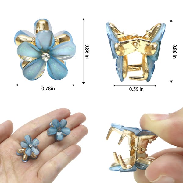 Mini hårklemmer med rhinsten – blomsterhårklemmer, søde blå hårklemmer, velegnet til piger og kvinders hårtilbehør.