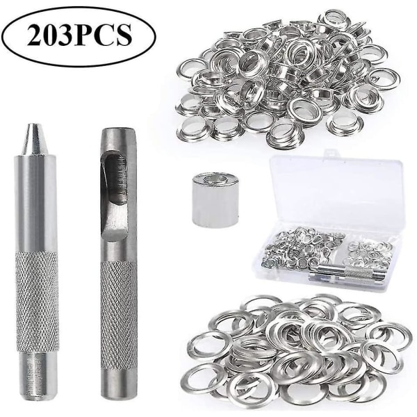 Grommet Öglett Kit, 100 Set Öglett 10mm Öglett, Presenning Reparationssats, Med 3st Grommet Öglett Verktygssats För Presenning, Tyg, Gardiner Och Fa