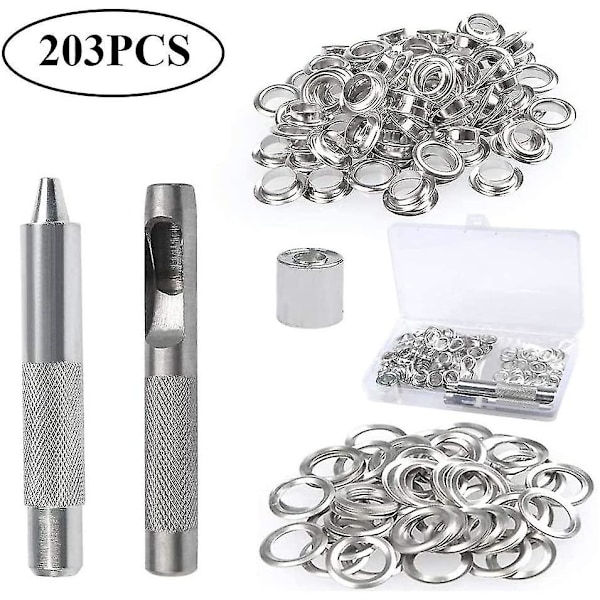 Grommet-silmukat, 100 sarjaa silmukoita 10 mm silmukoita, pressukorjaussarja, 3 kpl:n grommet-silmukka työkalusarja pressulle, kankaalle, verhoille ja Fa