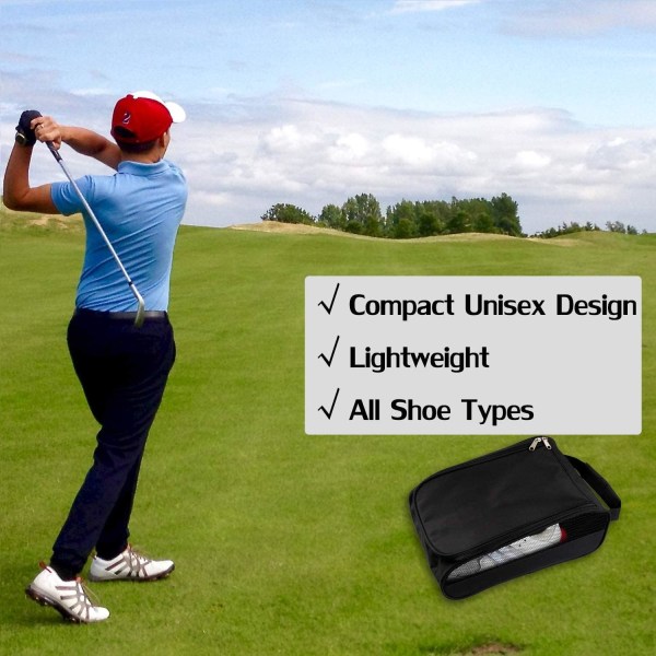 Golfskotaske, Golfskotasker Mænd/Kvinder Udendørs lynlåsbæretasker med ventilation Sportsskotaske Rejseskotasker, Sort, Almindelig Black Common