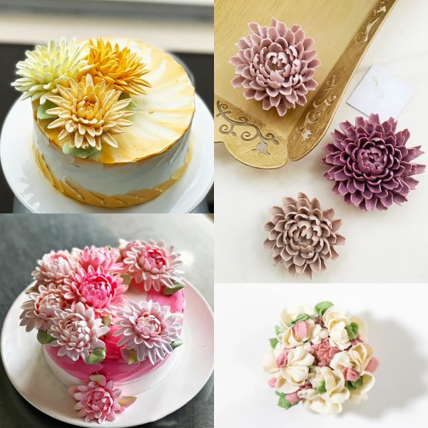 Pipingdyser, 5 stk. Chrysanthemum Rose Flower Pipingdyser Tulip Frosting Tips Koreansk Icing Pipingdyser Sæt Cupcake Kageværktøj Kagedekoration Chrysanthemum Nozzles