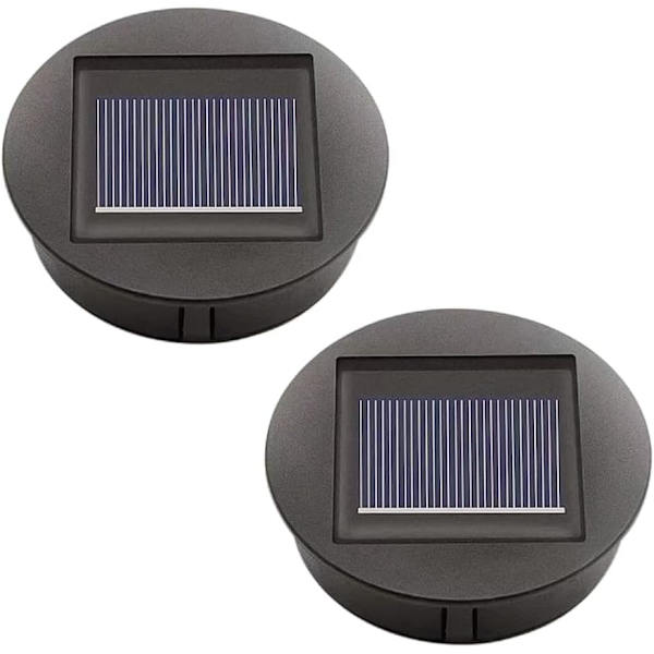 Sæt med 2 solcellelamper, udskiftningstop med LED-pærer, solcellepanel, lanternetop, udskiftningstop, lyspære, reservedel til udendørs ophængning