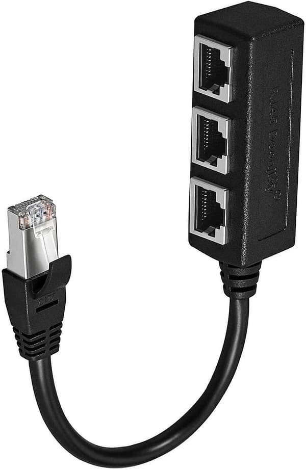 RJ45 Ethernet-splitterkabel, RJ45 han til 3 hunstik, splitter til Ethernet LAN-netværksforlængerkabeladapter