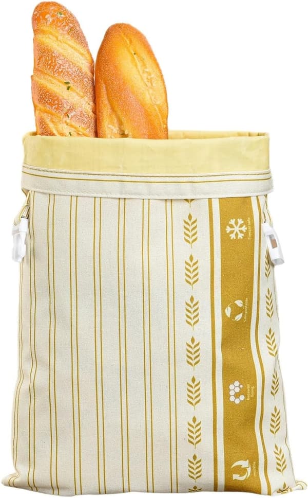 Reusable Beeswax Bread Bag, Individual Storage Bag, Perfect for Bakery Items, Striped