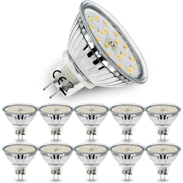 10 stk. 5W GU5.3 LED-pærer, MR16 LED-pærer Neutral White 4500K, 450lm Lysstærk Energibesparende Pære Eqv. 45W Halogen Spotlight, 12V Dobbeltben Neutral White 10 Count (Pack of 1)