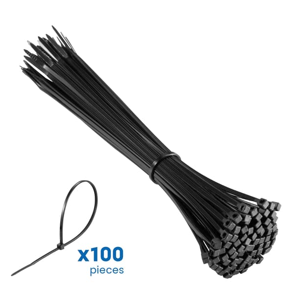 Professional Rilsan Nylon Cable Ties 200mm x 2.5mm Black High Temperature Resistant 300-pack