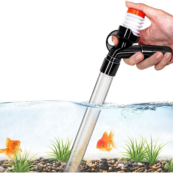 Akvarium Gruskleaner Fisk Tank Kit Lång Munstycke Vattenväxlare för Vattenbyte och Filter Gruskleaning med Lufttryckknapp och Justerbar