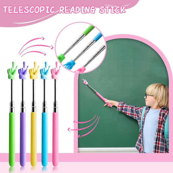 Telescopic Teacher Pointer Extendable Pointer Finger Pointer Mini Classroom Pointer for Teachers (Blue)