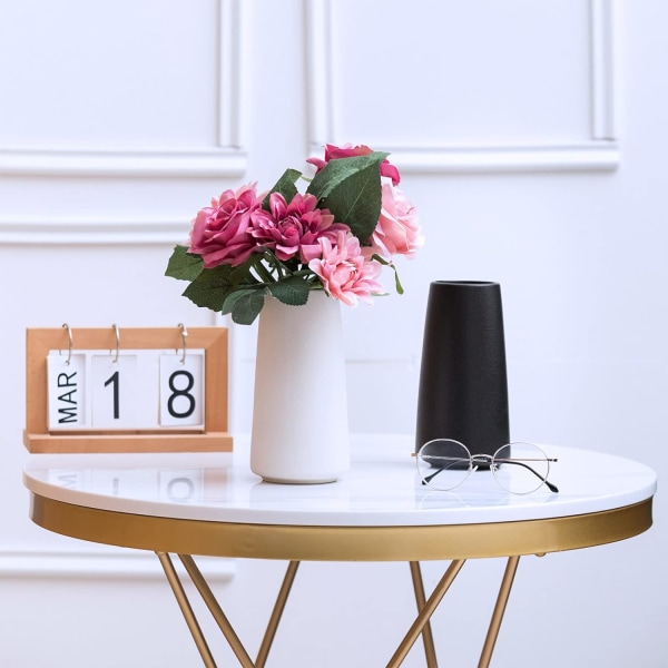 Vase - Blomstervase Minimalisme Stil til moderne bordhylde Boligindretning, Passer til pejs Soveværelse Køkken Stue Midterpunkter Kontorbord ( White Big