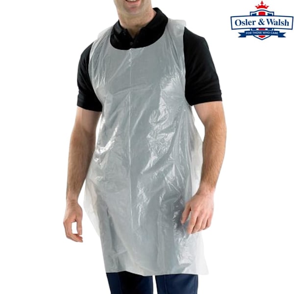 Osler & Walsh Premium engangsforklæder til kvinder og mænd (hvid, 100 stk.), 686 mm x 1170 mm polyætylenforklæder til voksne, 16 mikron fladt pakket Bu White 100 Pack Aprons