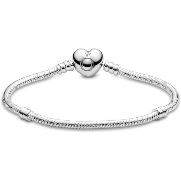 Moments Dame Sterling Sølv Hjerte Lås Slangekæde Armbånd til Charms 20