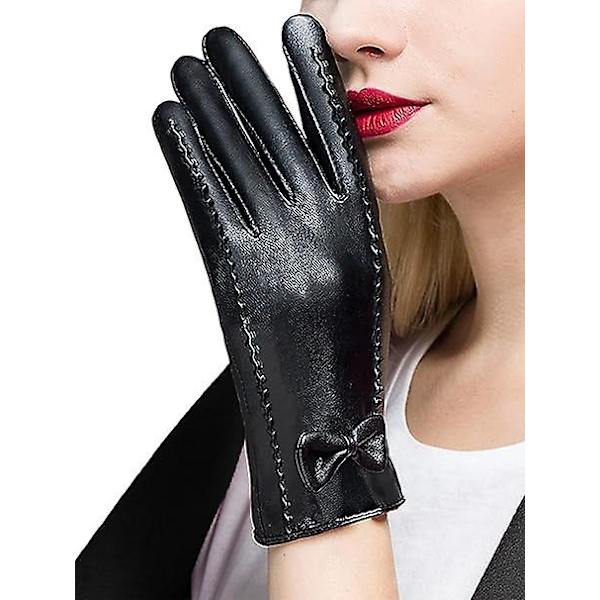 Vinterhandsker PU Dame Touch Screen Varme Fleeceforet Kunstlæder Luffer Vandresistent til Damer Stilfuld Gave