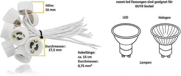 GU10 Sockel för LED och Halogen, 20 Stycken [Energiklass A]