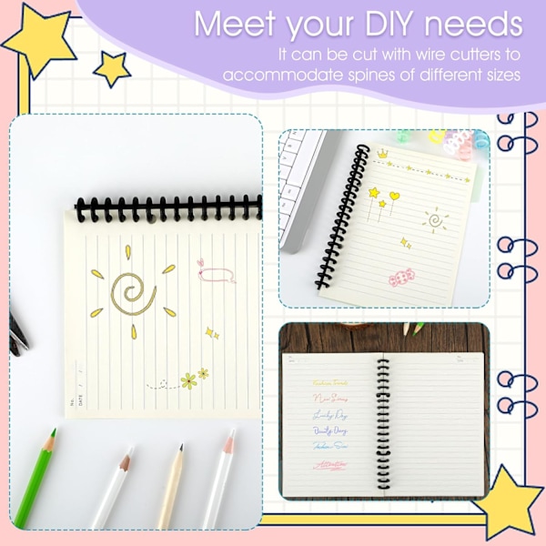10 stk Bindingskamler 30 Ringer Kam Bindingsrygger Spiralbindingsmaskin Plast Spiral Bokbinder for Lærer Student Dokument Notatbok Fil Mak