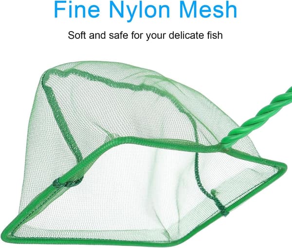 Aquarium Net, 25 cm Handle, Quick Catch Net for Small Fish or Debris (Green)