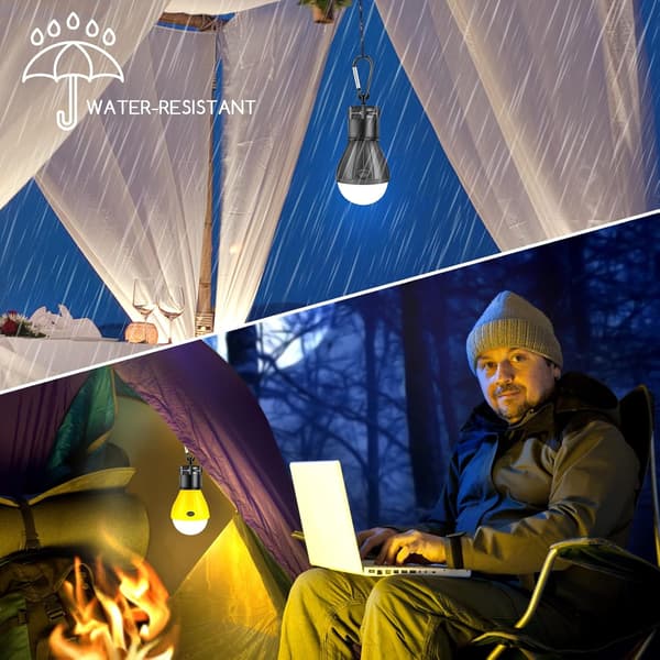 Sæt med 6 teltlamper til camping, bærbare batteridrevne LED-lamper, 3 lystilstande, udendørs ophæng.