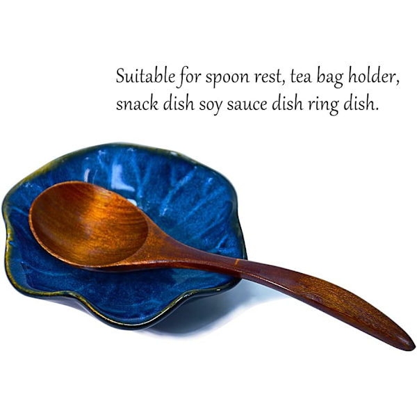 Keramisk Skedstöd, Tepåsehållare, Blomformigt Skedställ Köket, Såsfat, Sushi Sojasås Dippa Skål, Kaffestation Dekoration Kaffeaccessoarer Dark Blue