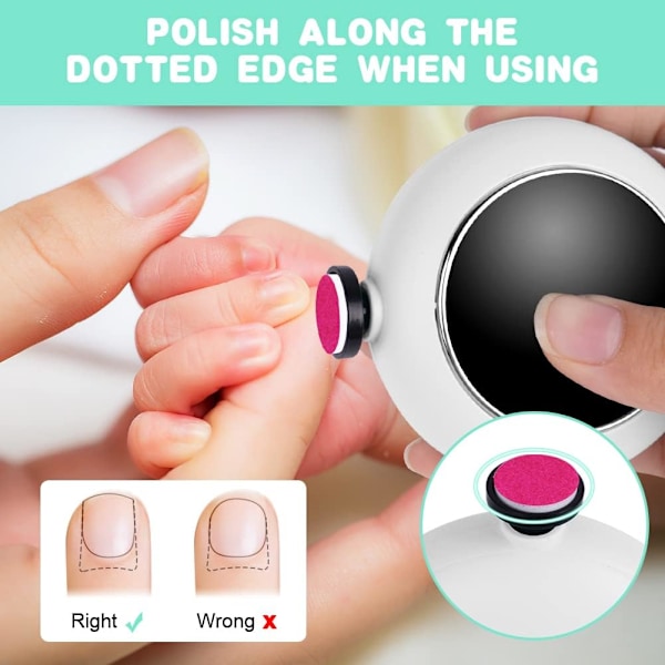 Elektrisk nagelklippare för bebis, 6 i 1 batteridriven nagelklippare manikyrset, elektrisk nagelklippare för bebis nagelklippare elektrisk trimning polering Whitegrey