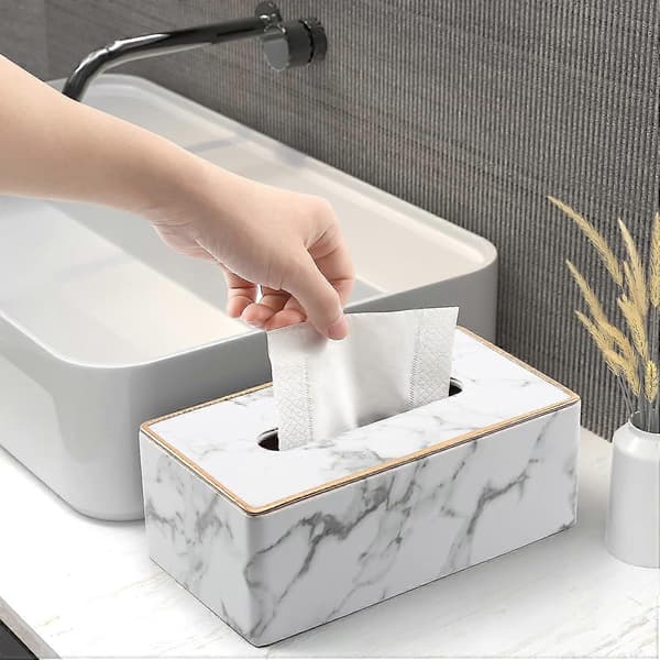 Rektangulär Tissue Box Hållare Tissue Box Omslag PU Läder Ansikts Tissue Dispenser för Hem Badrum, Vardagsrum, Sovrum, Matsal
