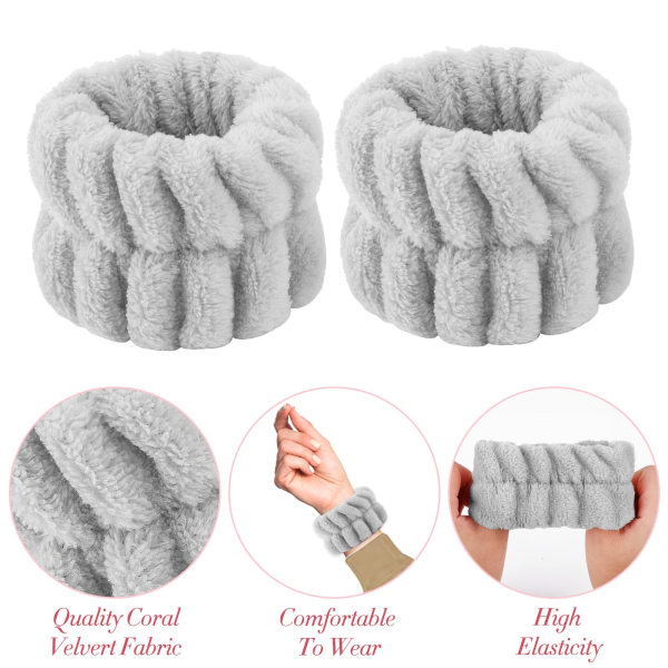 2 stk. Mikrofiber Håndledsvask Bånd til Kvinder, Absorberende Håndledsbånd Håndleds Svedbånd til Piger Forhindrer Vand i at Spilde Ned ad Dine Arme