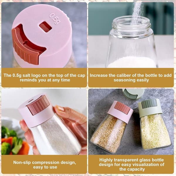 Set of 4 Spice Bottles, Quantitative Spice Jars, Spice Rack, Spice Storage Containers 180ml Spice Bottles, for Kitchen, Salt, Black Pepper, Spices