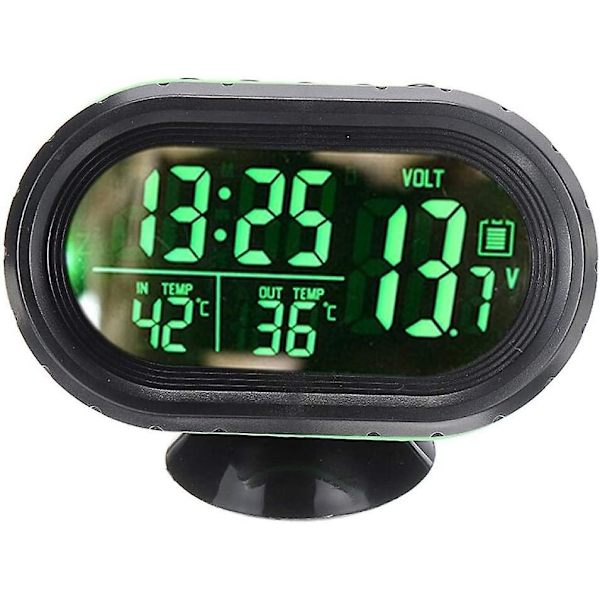 3-in-1 Mini Auton LED Elektroninen Digitaalinen Kello Auton Lämpömittari Jännitteenmittari Jännite Aika Hälytyskello Musta 1kpl
