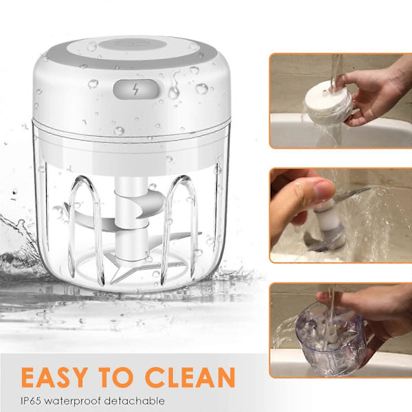 Hvitløkshakker, Trådløs Elektrisk Blender, USB-lading (250ML)