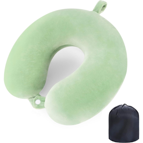 Rejsepude Nakkepude Memory Foam Rejsepuder Hovedstøttek pude til Fly Tog Bil Kontor Rejse Essentials Flypude til en Lo Green One Size
