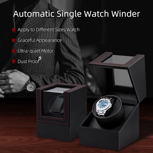 Automatic Watch Winder Box in PU Leather, Single, Automatic Watch Display, Wristwatch Storage