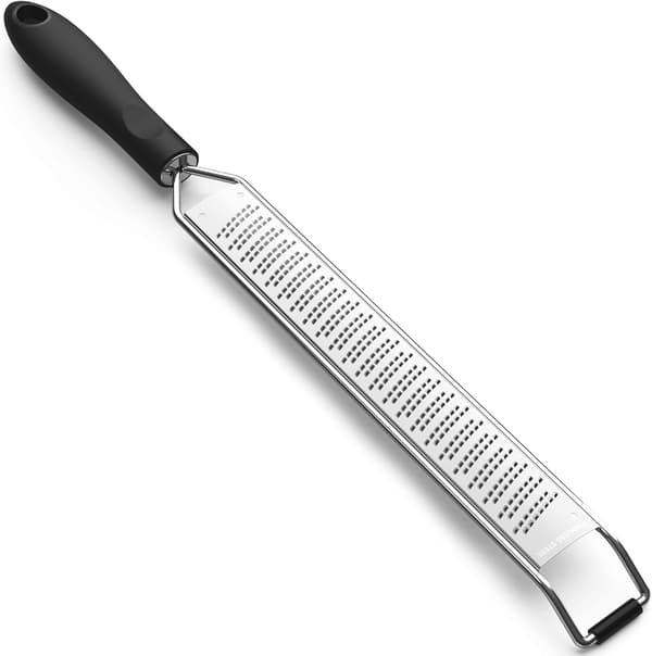 Lemon Zester and Cheese Grater - Premium Stainless Steel - A Sharp Kitchen Tool for Ginger, Garlic, Nutmeg, etc. Dishwasher Safe