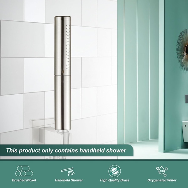 Handhållen dusch Handhållen duschspray Badrum duschstav Högtryck Lyx handdusch Mässing Högflödes handduschhuvud, Dubbla funktioner Brushed Nickel Dual Functions Style