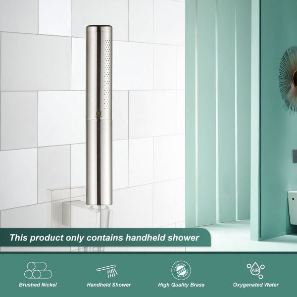 Håndholdt dusj håndholdt dusjspray baderom dusjstav høytrykks luksus hånddusj messing høystrøms hånddusjhode, dobbeltfunksjoner Brushed Nickel Dual Functions Style