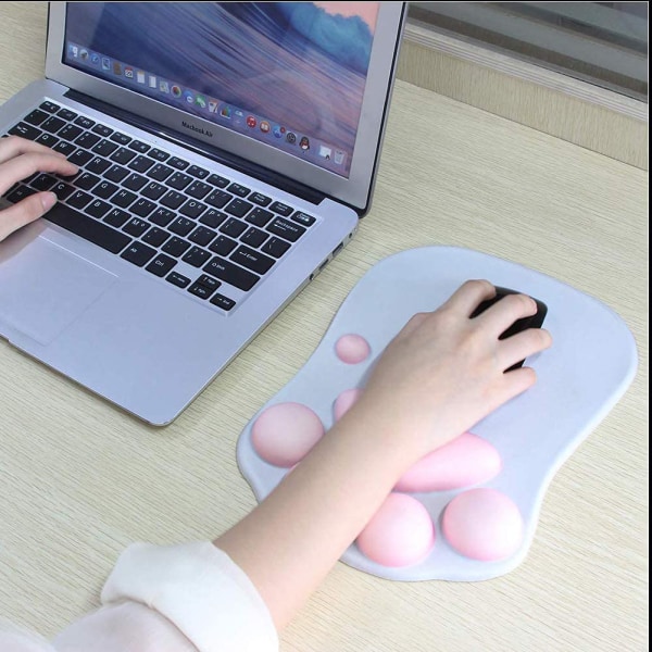 Cat musemåtte med håndledsstøtte, bærbar ergonomisk pude (grå)