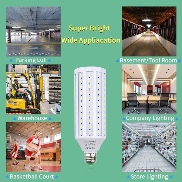 40W E27 LED-studiolamppu 5500K valokuvausvideovalaisuun Täyden spektrin ruuvi ES LED-päivänvalomaissilamppu